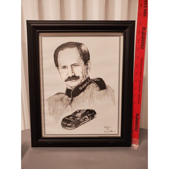 Dale Adkins Art Sketch Drawing Framed Print Of Dale Earnhardt Sr & #3 Car - 0227 - Picture 2 of 8